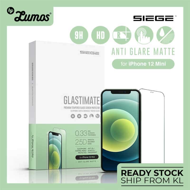 SIEGE GLASTIMATE APPLE iPhone 12 MINI 2.5D FULL COVERAGE TEMPERED GLASS ( ANTI-GLARE MATTE )