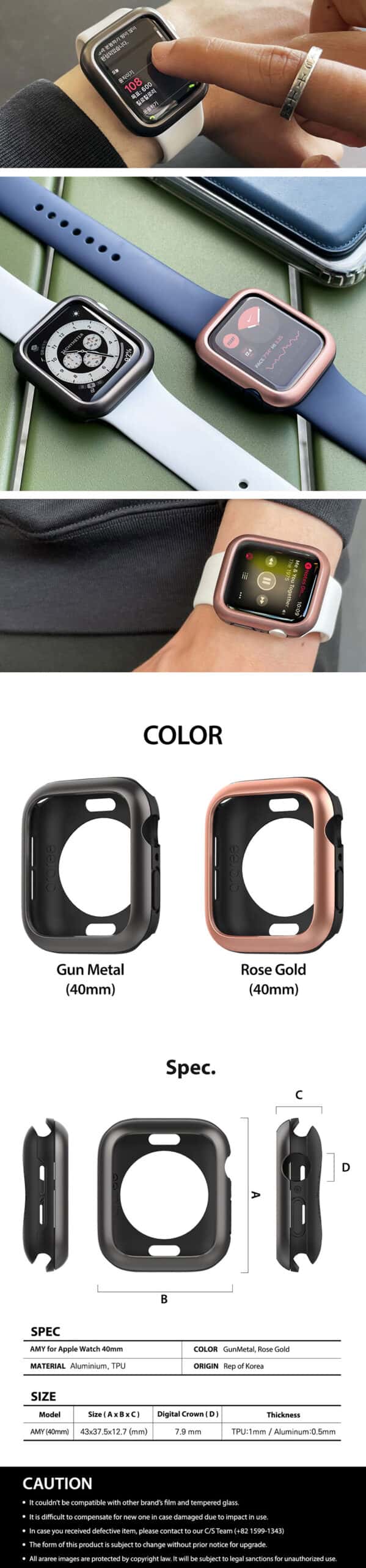 Araree AMY for Apple Watch 6 / SE / 5 / 4 – 40mm Aluminum Stylish Case