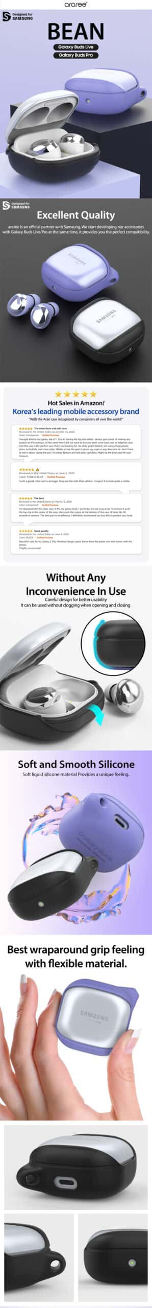 Araree BEAN Samsung Galaxy Buds Pro Buds Live Silicone Case