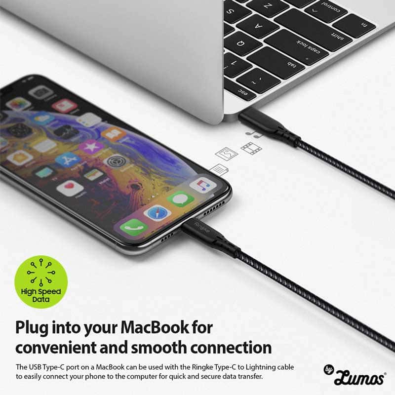 RINGKE USB-C TYPE TO LIGHTNING CABLE, 4ft 120cm 1.2m Sync Cord Compatible with i-Phone i-Pad & i-Pod