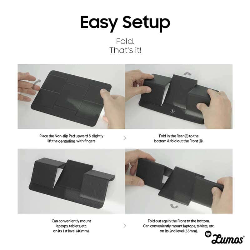 RINGKE INVISIBLE PORTABLE FOLDING STAND 2 for Laptops & Tablet Pcs 2-Stage Fold for Optimal Angle for iPad MacBook etc