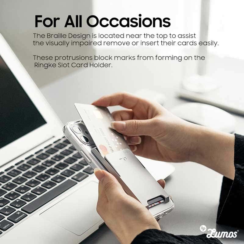 RINGKE SLOT CARD HOLDER 3 CARD STORAGE for Smartphones Adhesive Stick On Minimalist Credit Card Holder Case