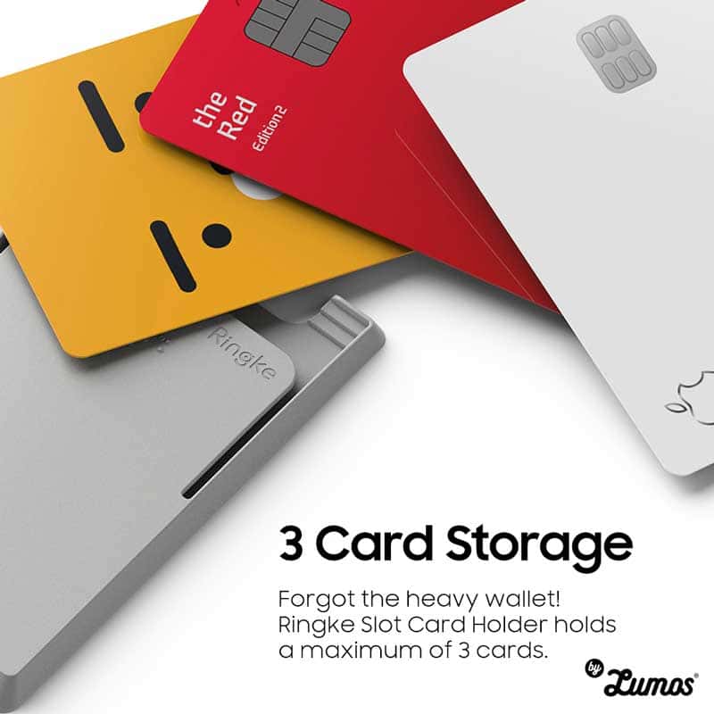 RINGKE SLOT CARD HOLDER 3 CARD STORAGE for Smartphones Adhesive Stick On Minimalist Credit Card Holder Case