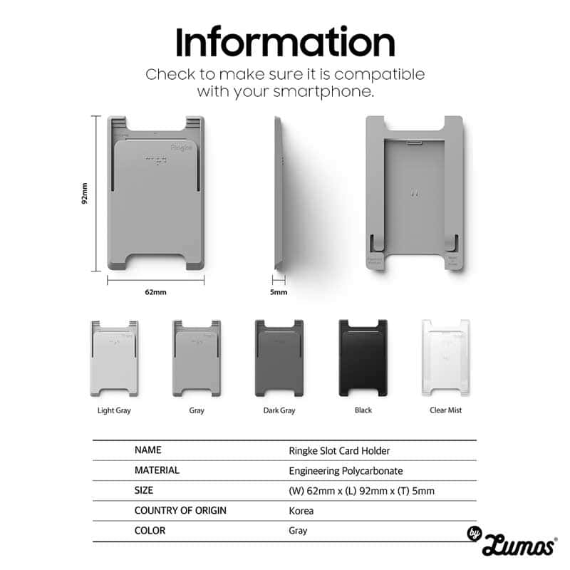 RINGKE SLOT CARD HOLDER 3 CARD STORAGE for Smartphones Adhesive Stick On Minimalist Credit Card Holder Case