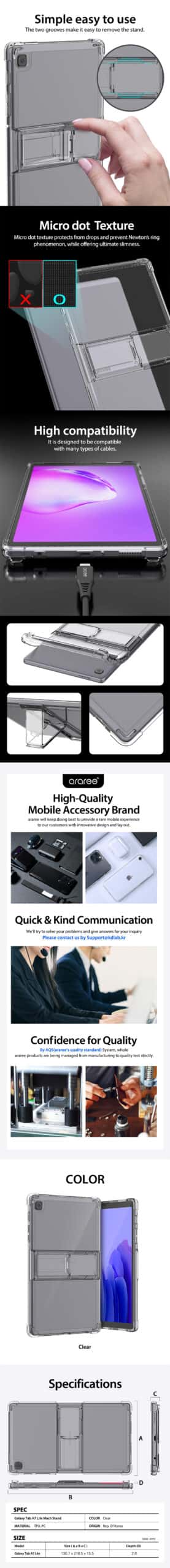 ARAREE SAMSUNG GALAXY TAB A7 LITE MACH STAND TABLET FULL COVER PROTECTIVE STAND CASE