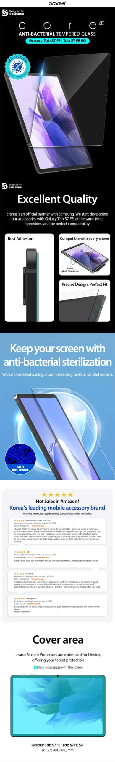 Araree Subcore Samsung Galaxy Tab S7 FE Tempered Glass