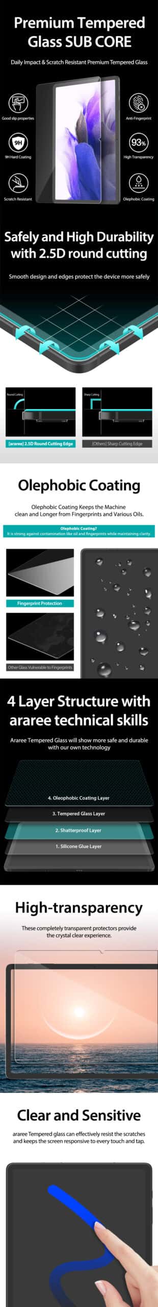 Araree Subcore Samsung Galaxy Tab S7 FE Tempered Glass