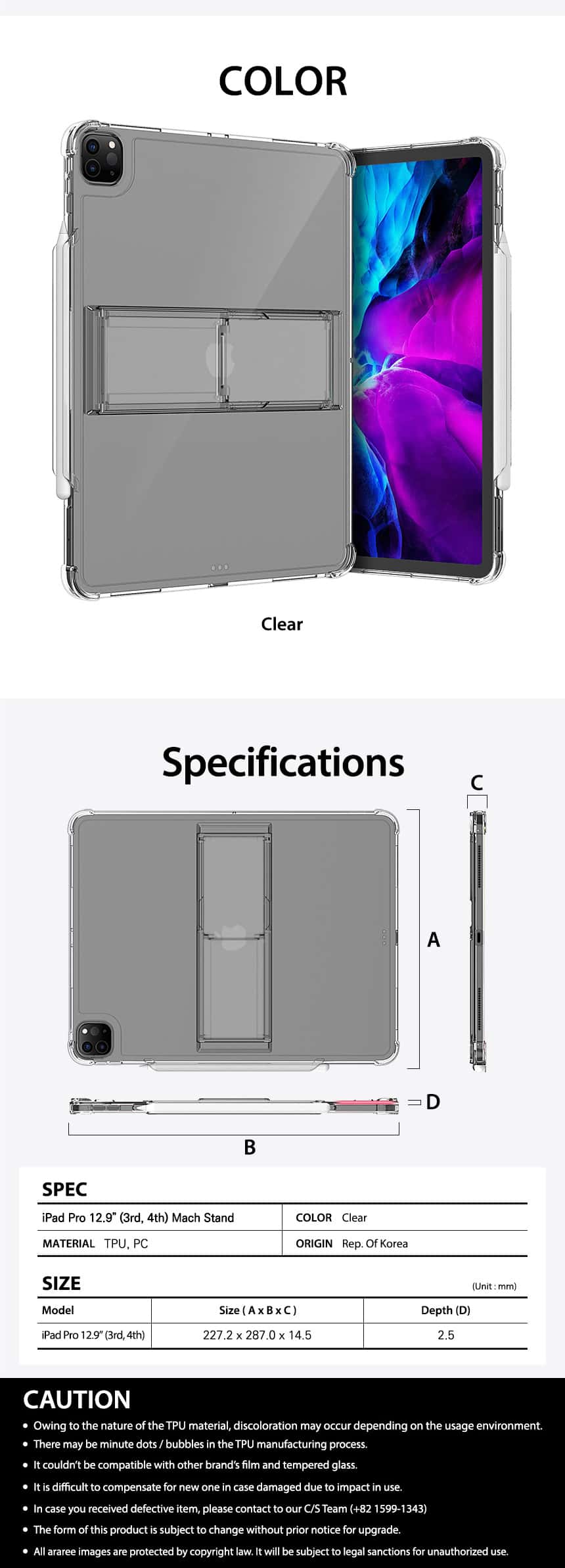 Araree Mach Stand Apple iPad Pro 12.9 inch Angle Control Full Protection Flexible Case