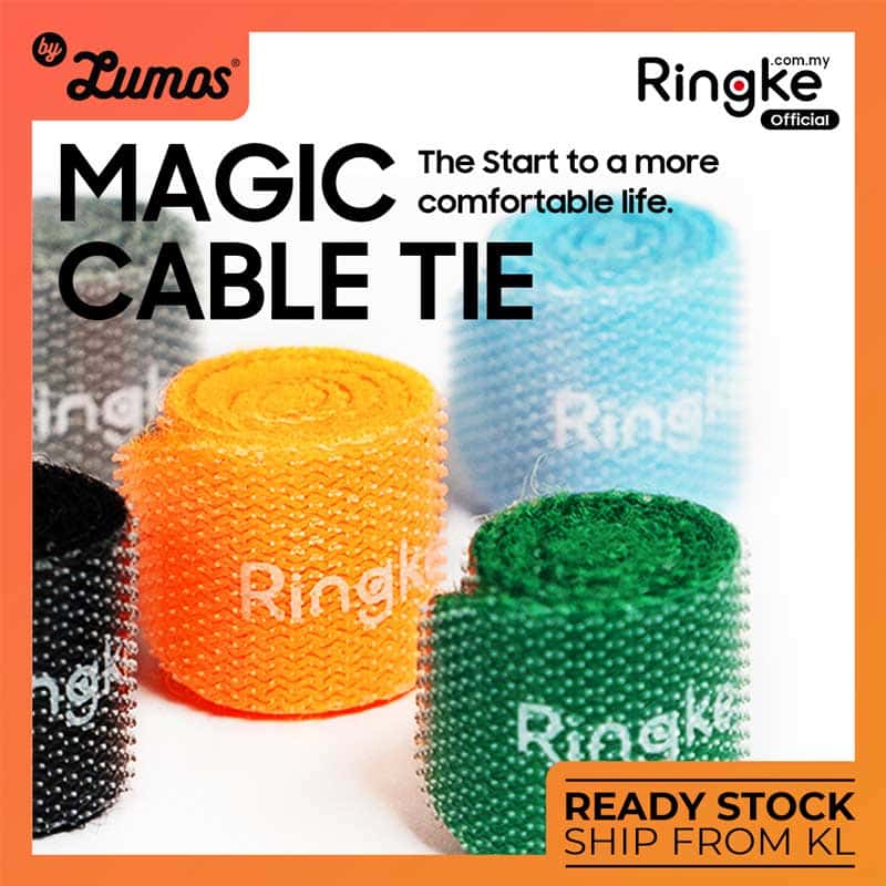 Ringke Magic Cable Tie Unicolor Reusable Hook and Loop Strap Organizer 10 Pcs in a Pack
