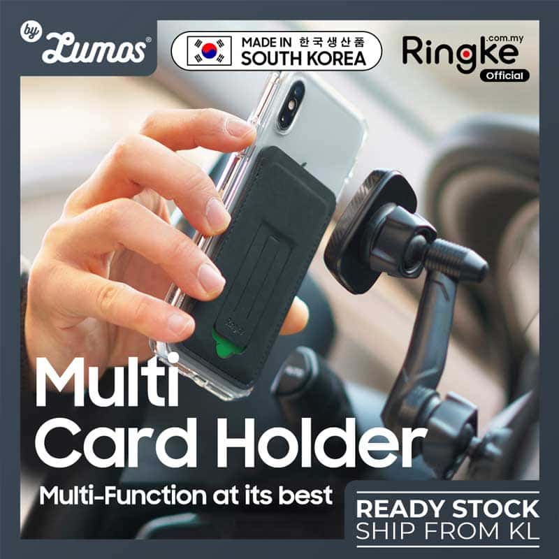 RINGKE MULTI CARD HOLDER CARD STORAGE [3-IN-1] for Smartphones Adhesive Stick On Magnetic Phone Stand Holder