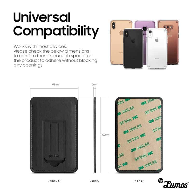 RINGKE MULTI CARD HOLDER CARD STORAGE [3-IN-1] for Smartphones Adhesive Stick On Magnetic Phone Stand Holder