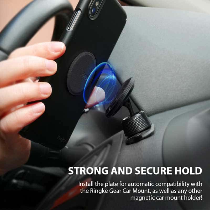 Ringke 2Pcs Pack PU LEATHER Covered Metal Plate Strong & Secure Hold for Magnetic Holder