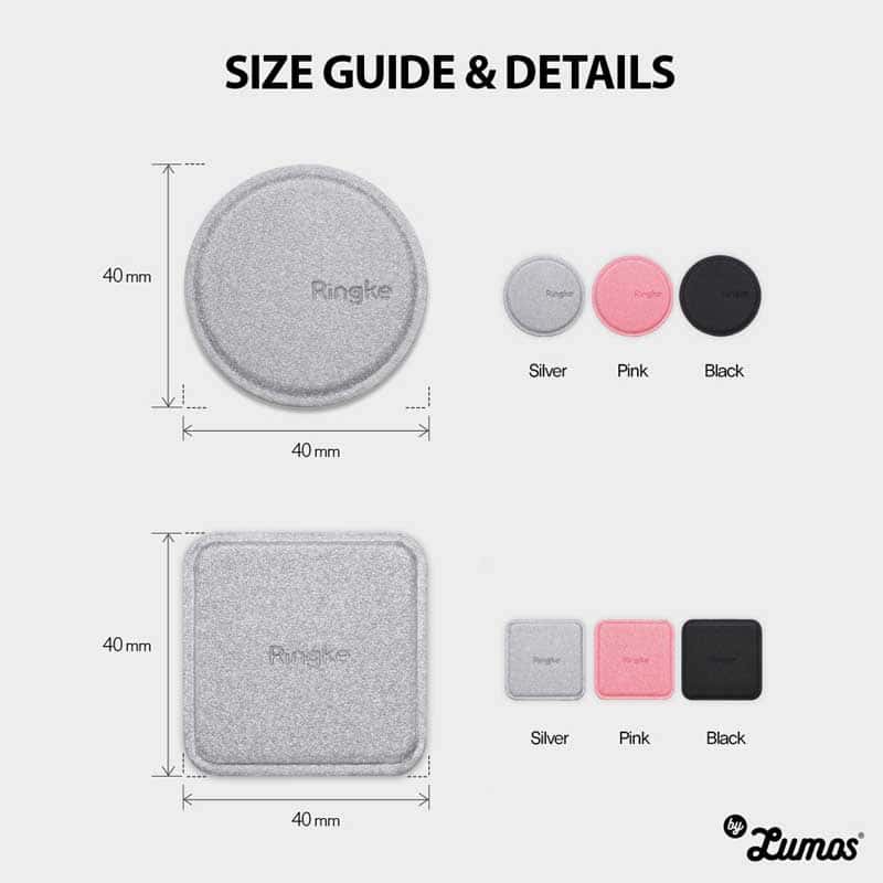Ringke 2Pcs Pack PU LEATHER Covered Metal Plate Strong & Secure Hold for Magnetic Holder