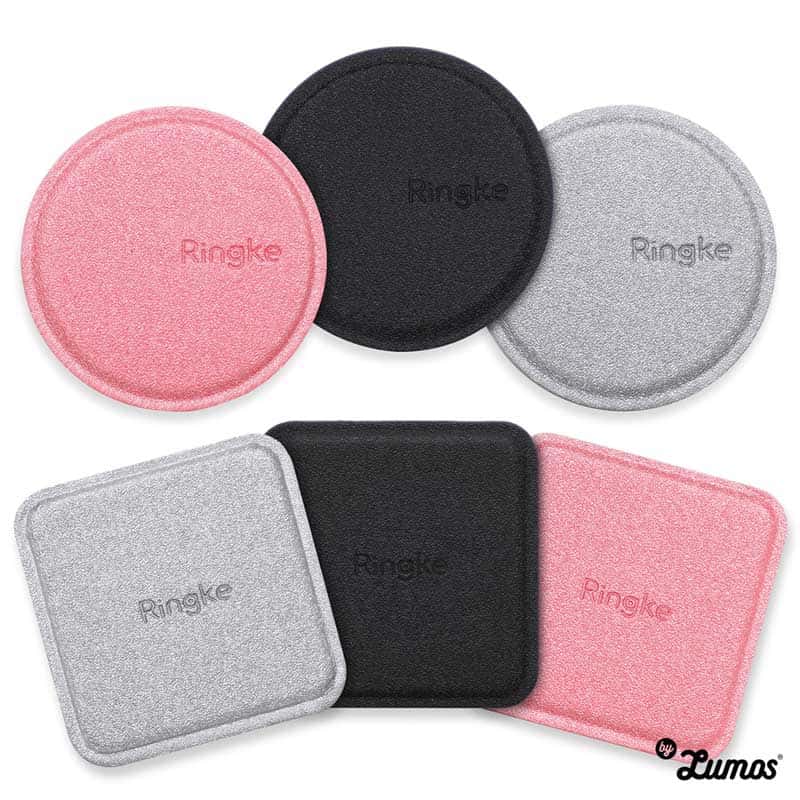 Ringke 2Pcs Pack PU LEATHER Covered Metal Plate Strong & Secure Hold for Magnetic Holder