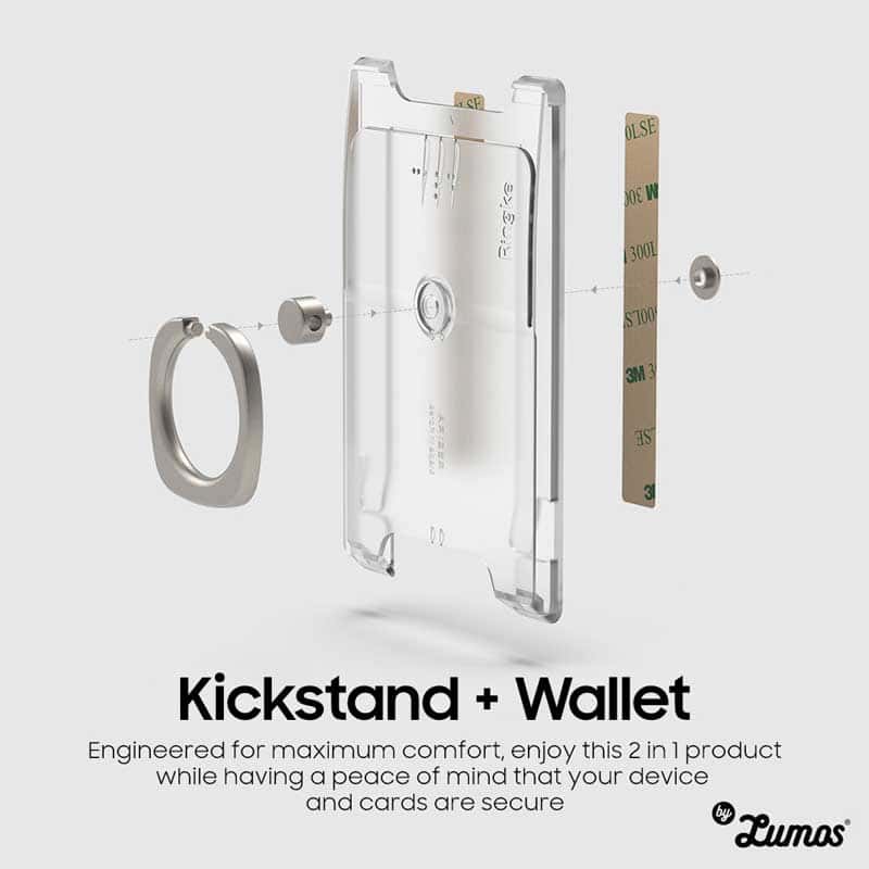 RINGKE RING SLOT CARD 2 HOLDER CARDS Multi Function Rotate 360 Ring Phone Holder