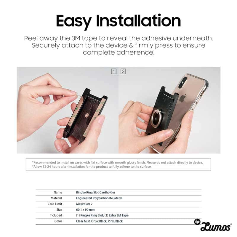 RINGKE RING SLOT CARD 2 HOLDER CARDS Multi Function Rotate 360 Ring Phone Holder