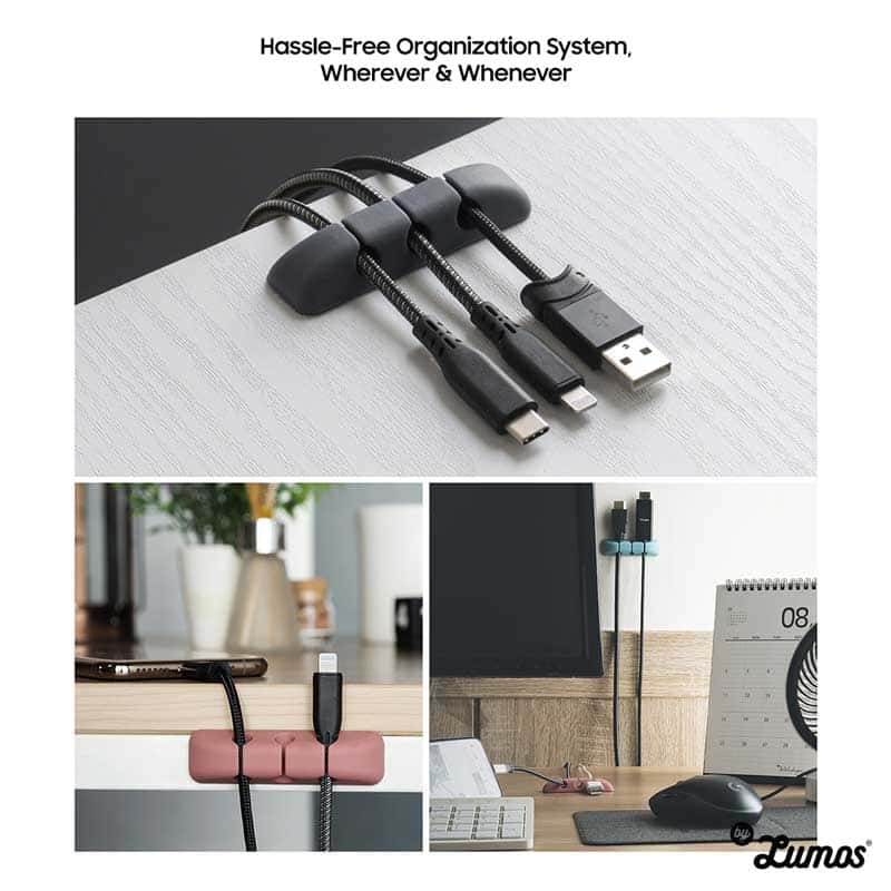 RINGKE SILICON CABLE ORGANIZER [4 PACKS] Various Colourful Silicon Cable Holder Adhesive Wire Holder Accessory