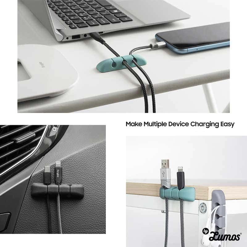 RINGKE SILICON CABLE ORGANIZER [4 PACKS] Various Colourful Silicon Cable Holder Adhesive Wire Holder Accessory