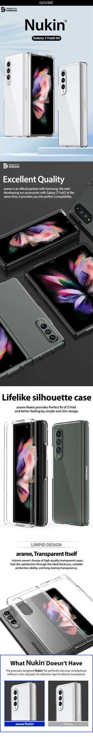 Araree Nukin Series Samsung Galaxy Z Fold 3 Slim Transparent Protective Case