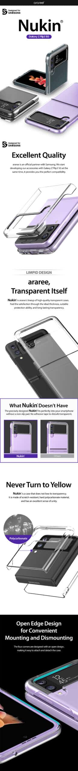 Araree Nukin Case Samsung Galaxy Z Flip 3 Thin Clear Case