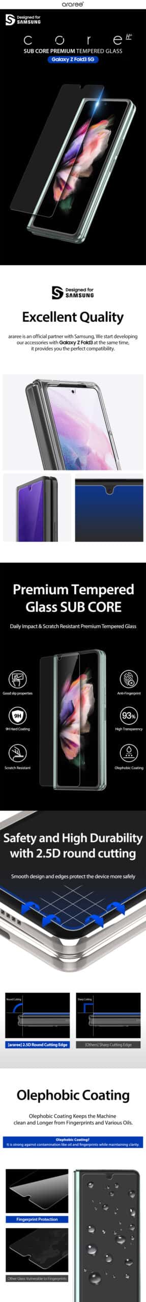 Araree Subcore Samsung Galaxy Z Fold 3 Tempered Glass