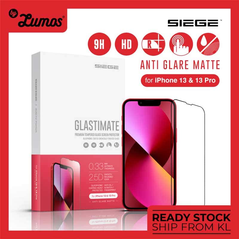 SIEGE GLASTIMATE APPLE iPhone 13 / 13 PRO 2.5D ( ANTI-GLARE MATTE ) PREMIUM TEMPERED GLASS SCREEN PROTECTION