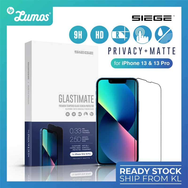 SIEGE GLASTIMATE APPLE iPhone 13 / 13 PRO 2.5D ( PRIVACY – MATTE ) PREMIUM TEMPERED GLASS SCREEN PROTECTION