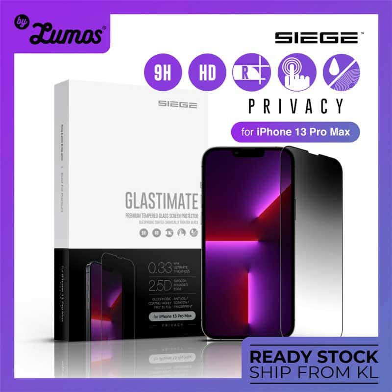 SIEGE GLASTIMATE APPLE iPhone 13 PRO MAX 2.5D FULL COVERAGE ( PRIVACY ) PREMIUM TEMPERED GLASS SCREEN PROTECTION