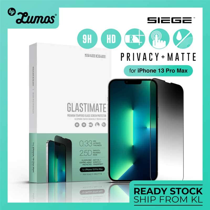 SIEGE GLASTIMATE APPLE iPhone 13 PRO MAX 2.5D ( PRIVACY – MATTE ) PREMIUM TEMPERED GLASS SCREEN PROTECTION