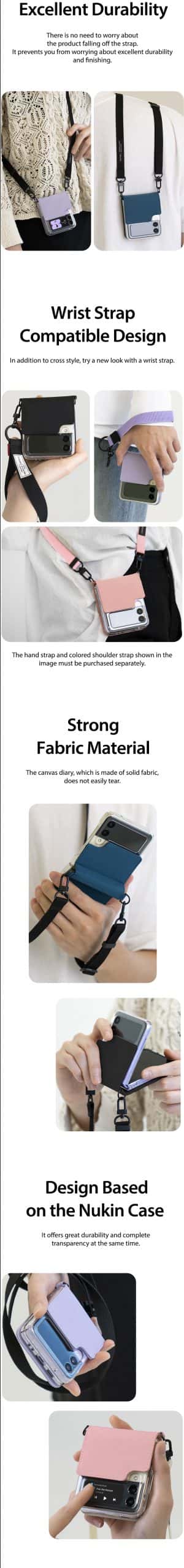Araree Canvas Diary Series Samsung Galaxy Z Flip 3 Waist Strap Case