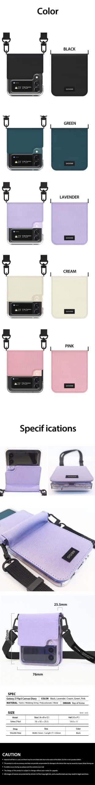 Araree Canvas Diary Series Samsung Galaxy Z Flip 3 Waist Strap Case
