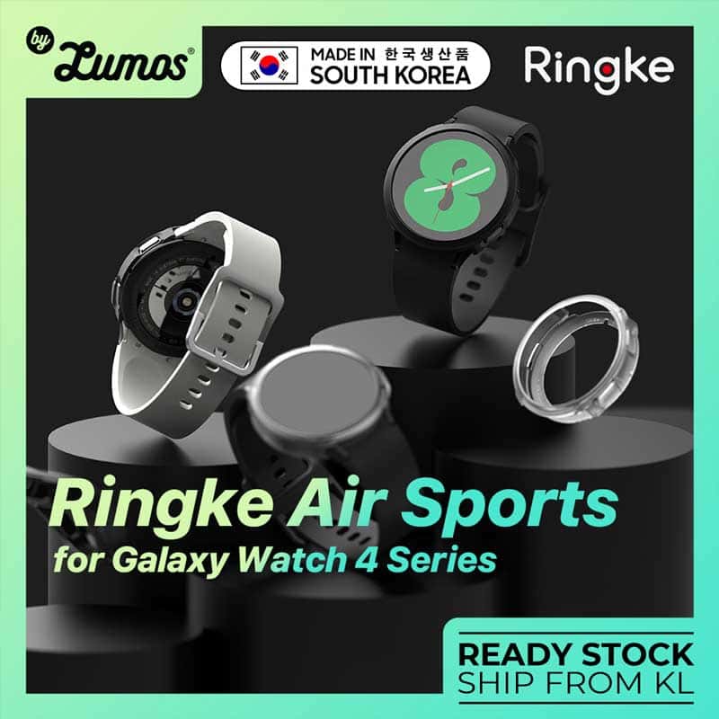 RINGKE AIR SPORTS Galaxy Watch 4 40mm 44mm Case Thin Soft Flexible Rugged TPU Raised Bezel Frame Protective Button
