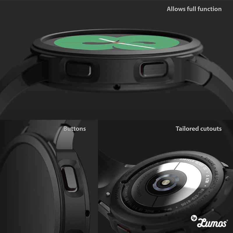 RINGKE AIR SPORTS Galaxy Watch 4 40mm 44mm Case Thin Soft Flexible Rugged TPU Raised Bezel Frame Protective Button