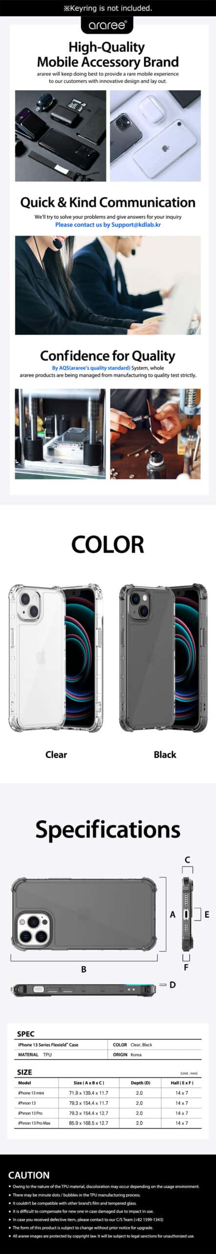 Araree Flexield Apple iPhone13 /13 Mini /13 Pro /13 Pro Max Soft Clear Cover Protective Case