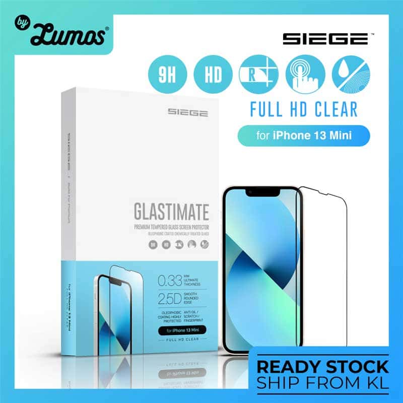 SIEGE GLASTIMATE APPLE iPhone 13 MINI 2.5D FULL COVERAGE PROTECT HD ( CLEAR )PREMIUM TEMPERED GLASS SCREEN PROTECTOR