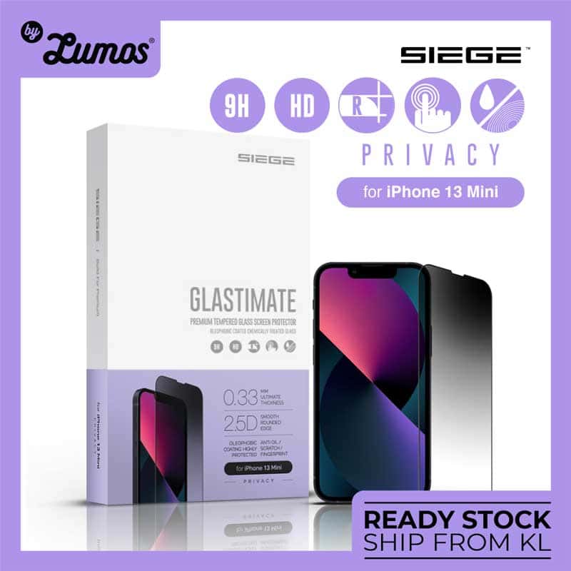 SIEGE GLASTIMATE APPLE iPhone 13 MINI 2.5D FULL COVERAGE ( PRIVACY ) PREMIUM TEMPERED GLASS SCREEN PROTECTION