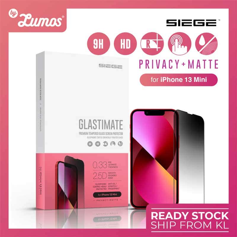 SIEGE GLASTIMATE APPLE iPhone 13 MINI 2.5D ( PRIVACY – MATTE ) PREMIUM TEMPERED GLASS SCREEN PROTECTION