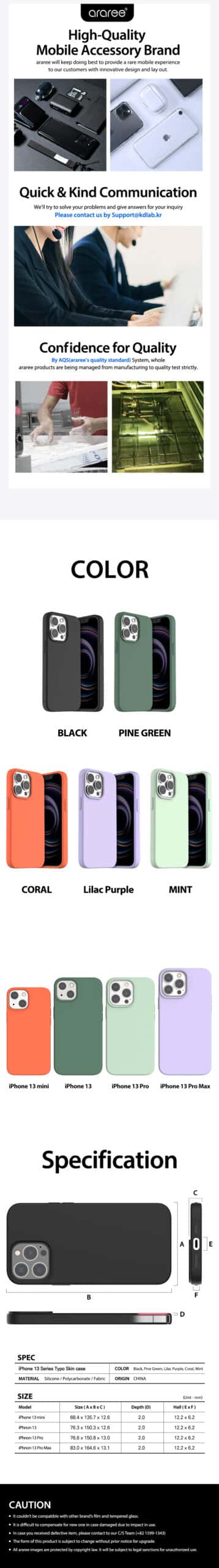 Araree TYPOSKIN Apple iPhone 13 / 13 Mini / 13 Pro / 13 Pro Max Soft &Smooth Silicone Protective Phone Case