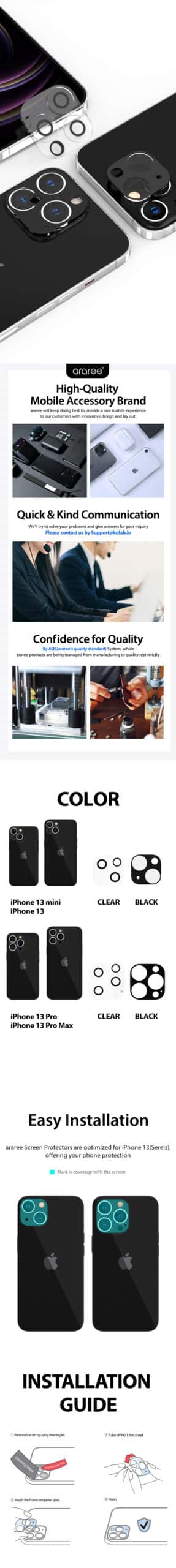 Araree C-Subcore Apple iPhone 13 Mini / 13 / 13 Pro / 13 Pro Max Camera Lens Tempered Glass