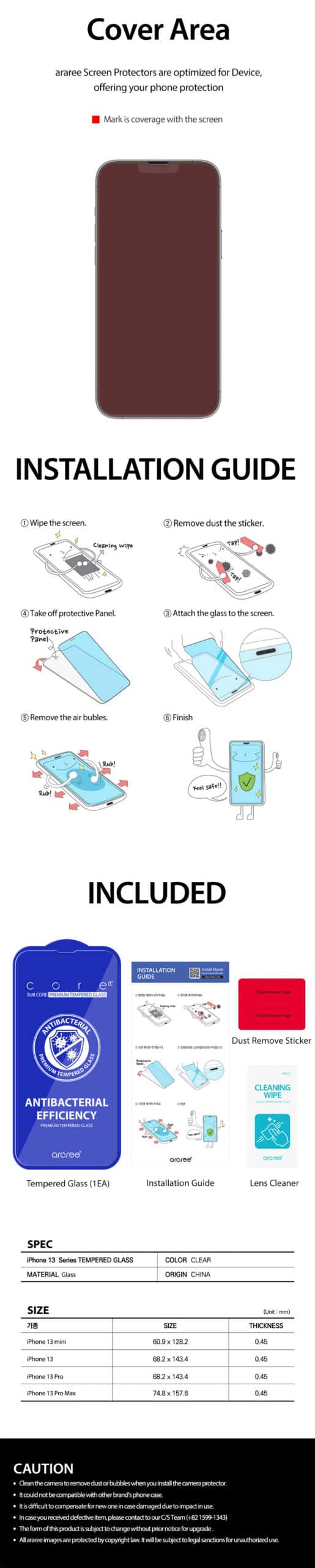 Araree Sub Core Apple iPhone 13 Series Premium Tempered Glass