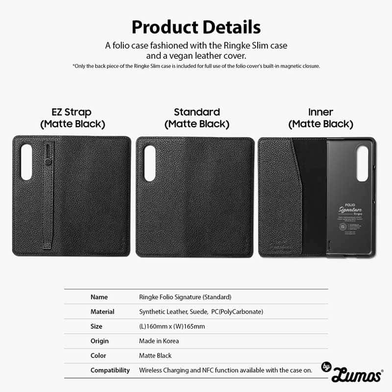 RINGKE FOLIO SIGNATURE Standard & EZ Strap For Samsung Galaxy Z Fold 3 Inclusive Edge Drop Protection Case Casing