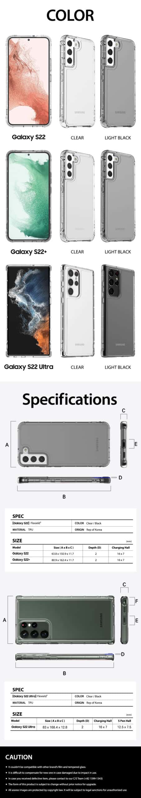 ARAREE FLEXIELD Samsung Galaxy S22 / S22 Plus / S22 Ultra Soft Clear Protective Case