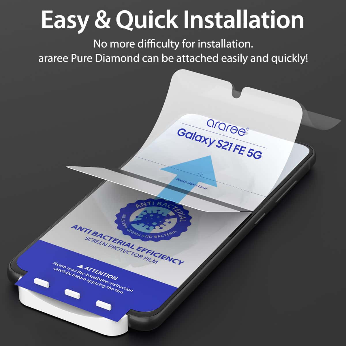 ARAREE SAMSUNG GALAXY S21 FE 5G PURE DIAMOND PET SCREEN PROTECTOR FILM ANTI-BACTERIAL