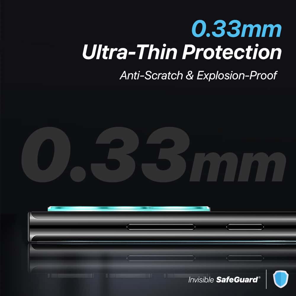 INVISIBLE SAFEGUARD Samsung Galaxy S22 / S22 Plus Clear or Black Camera Lens Tempered Glass Protector