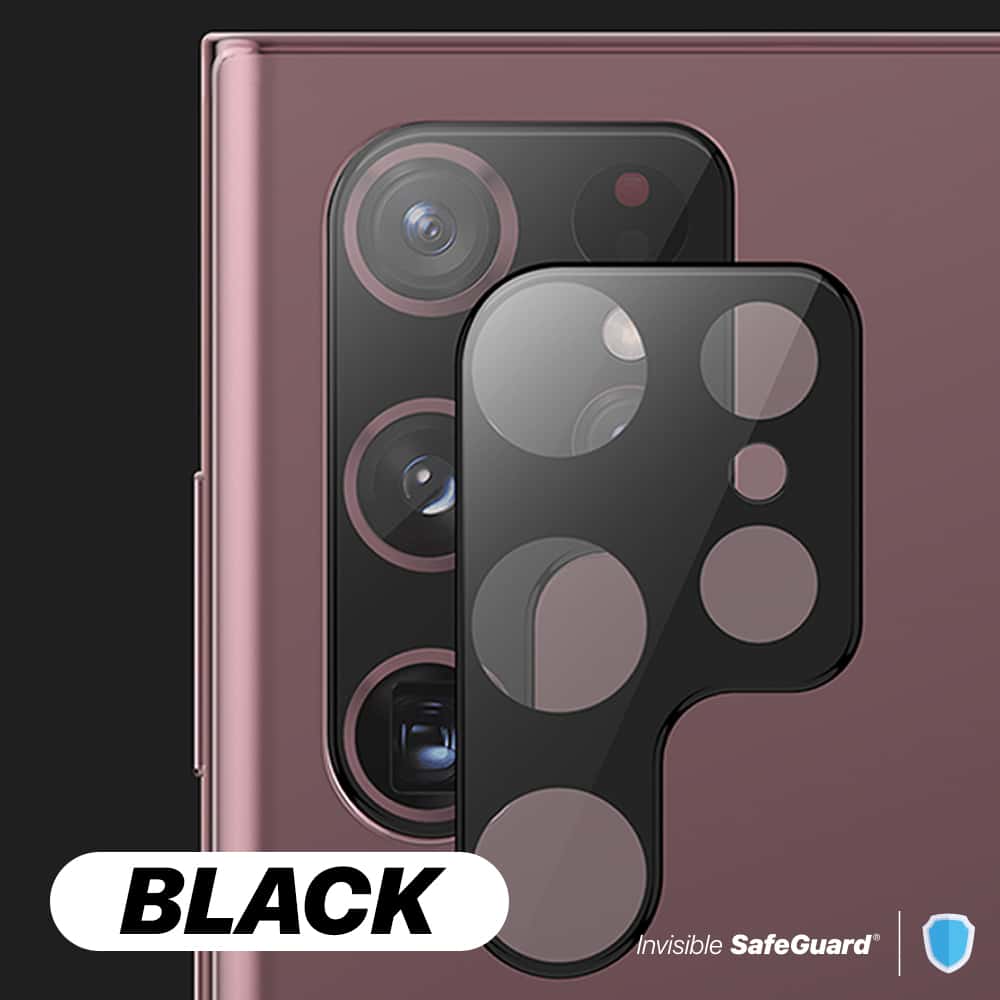INVISIBLE SAFEGUARD Samsung Galaxy S22 / S22 Plus Clear or Black Camera Lens Tempered Glass Protector