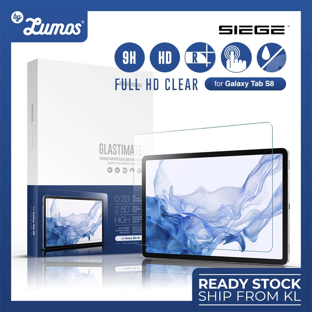 SIEGE GLASTIMATE (Clear) Samsung Galaxy Tab S7 & S8 Premium Tempered Glass