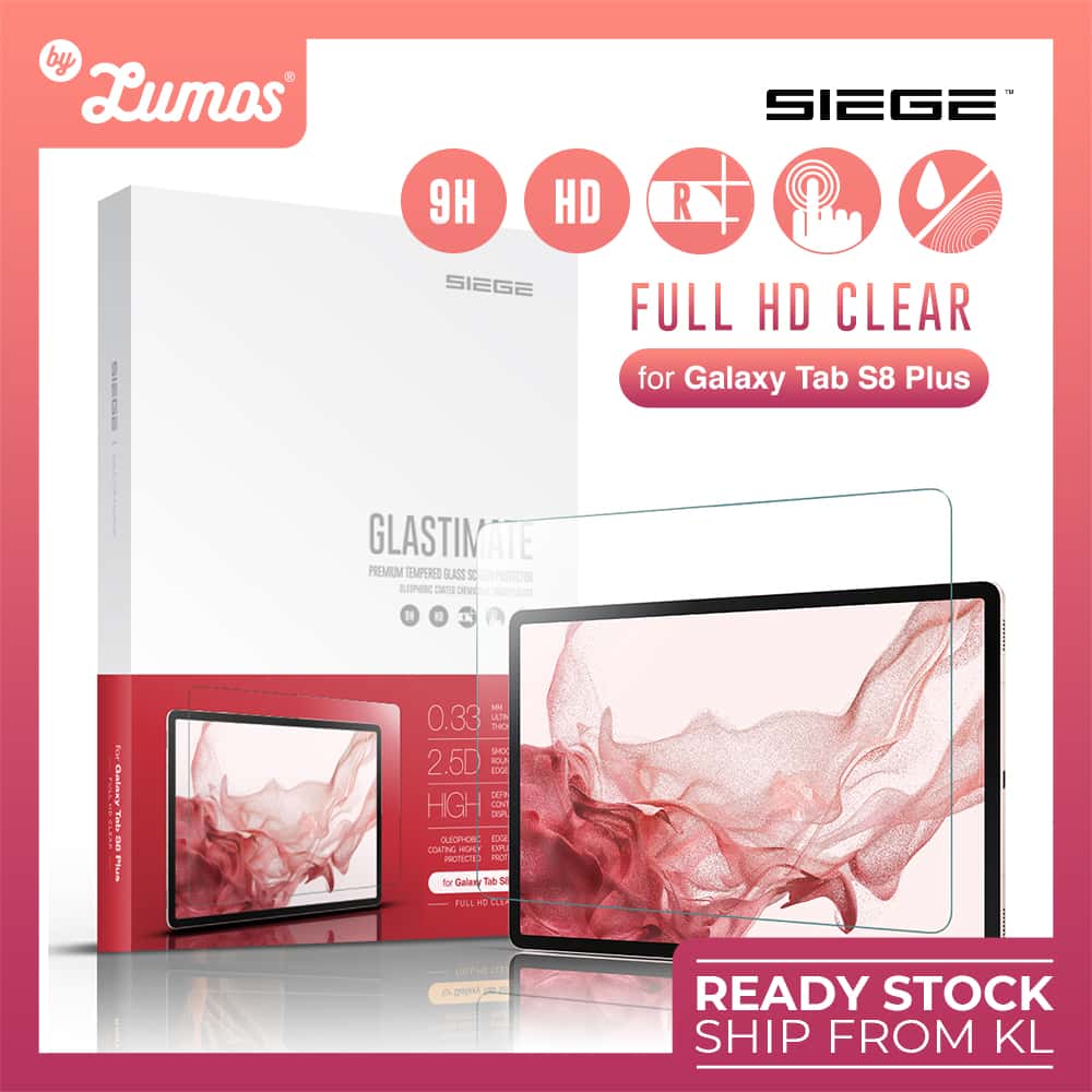 SIEGE GLASTIMATE (Clear) Samsung Galaxy Tab S7 Plus & S8 Plus Premium Tempered Glass
