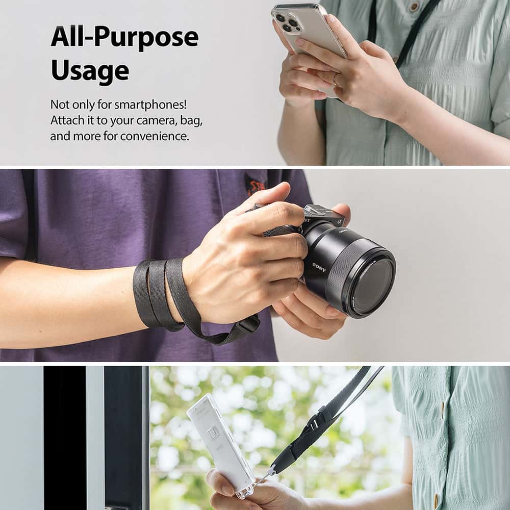 RINGKE LANYARD STRAP For Smart Device Cell Phone Cases, Keys, Cameras – Black