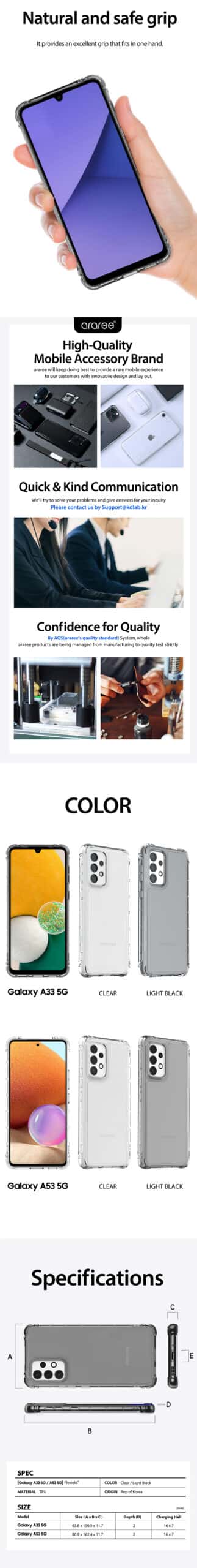 ARAREE FLEXIELD Samsung Galaxy A13 & A23 LTE / A33 / A53 5G Soft Clear Protective Case
