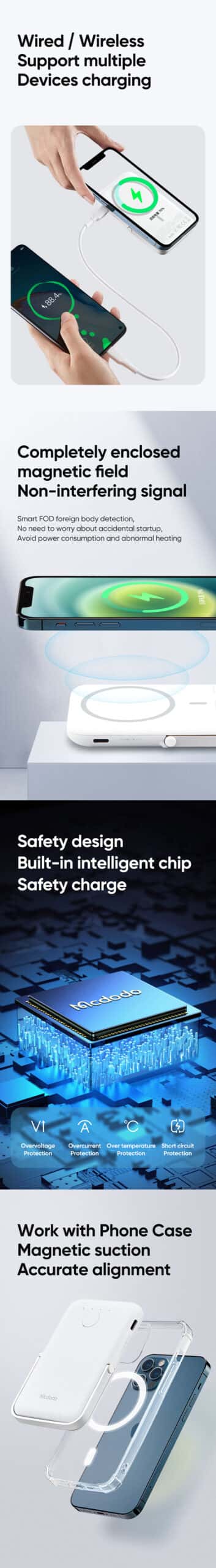 MCDODO MC-705 ULTRA SLIM MAGSAFE PD 20W POWER BANK WITH PHONE HOLDER 5000MAH